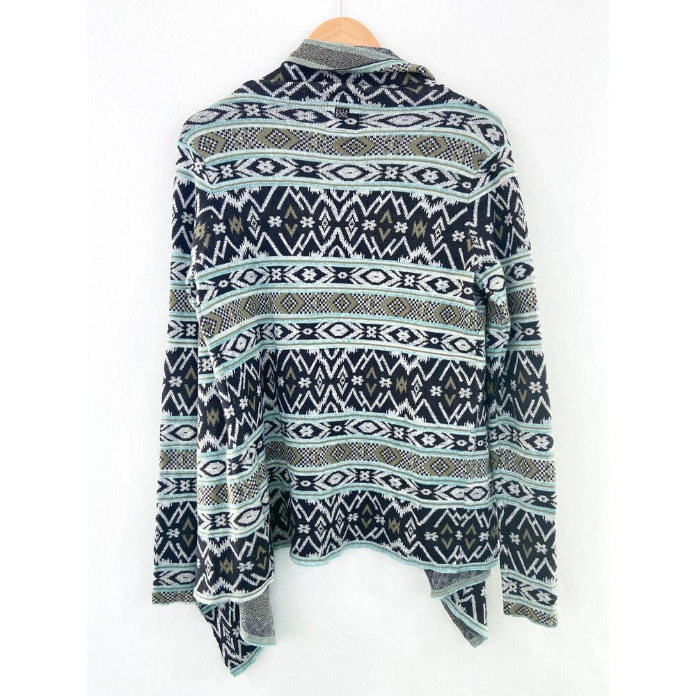 Billabong Teal Knit Waterfall Cardigan Sweater Medium Aztec Southwestern - Picture 2 of 6